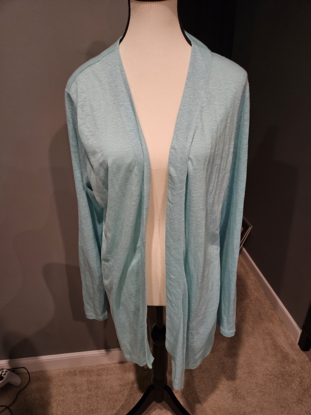 J. Jill Light Aqua Open-Front Cardigan